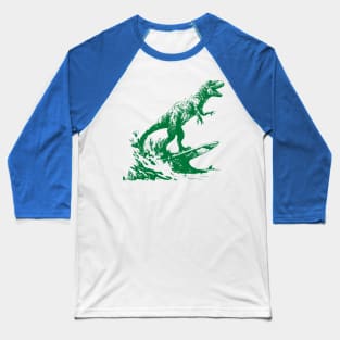 Dinosaur Surfing in Style Baseball T-Shirt